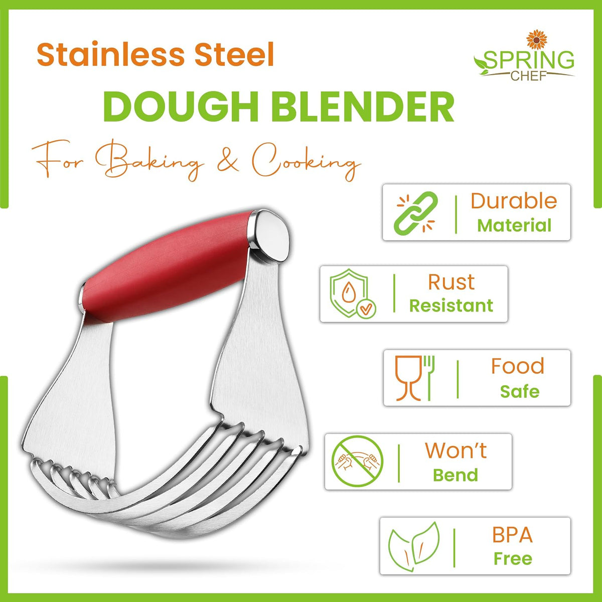 XL Pastry Blender, Durable Dough Blender For Baking - Black
