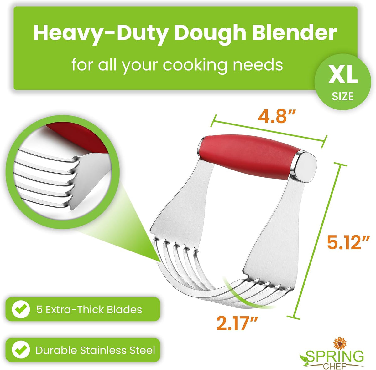 XL Pastry Blender, Durable Dough Blender For Baking - Black