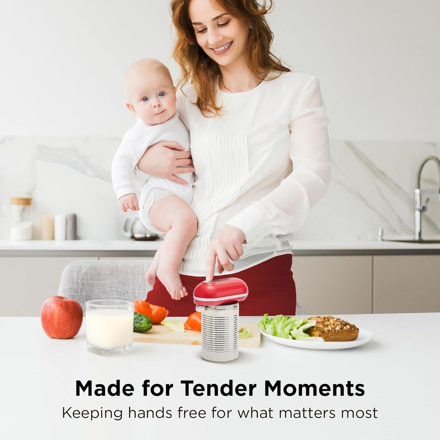 Mini Plus Rechargeable Electric Can Opener, Red | USB-C Charging, Hands-Free Auto Stop, Cordless Smooth Edge, Compact for Seniors with Arthritis, Home and Travel