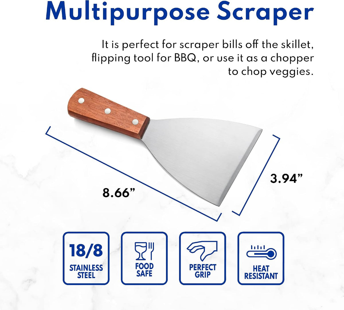 Stainless Steel Slant Edge Grill Scraper