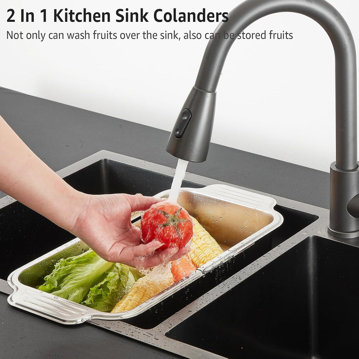 4 In 1 Collapsible Colander for Kitchen,304 Stainless Steel