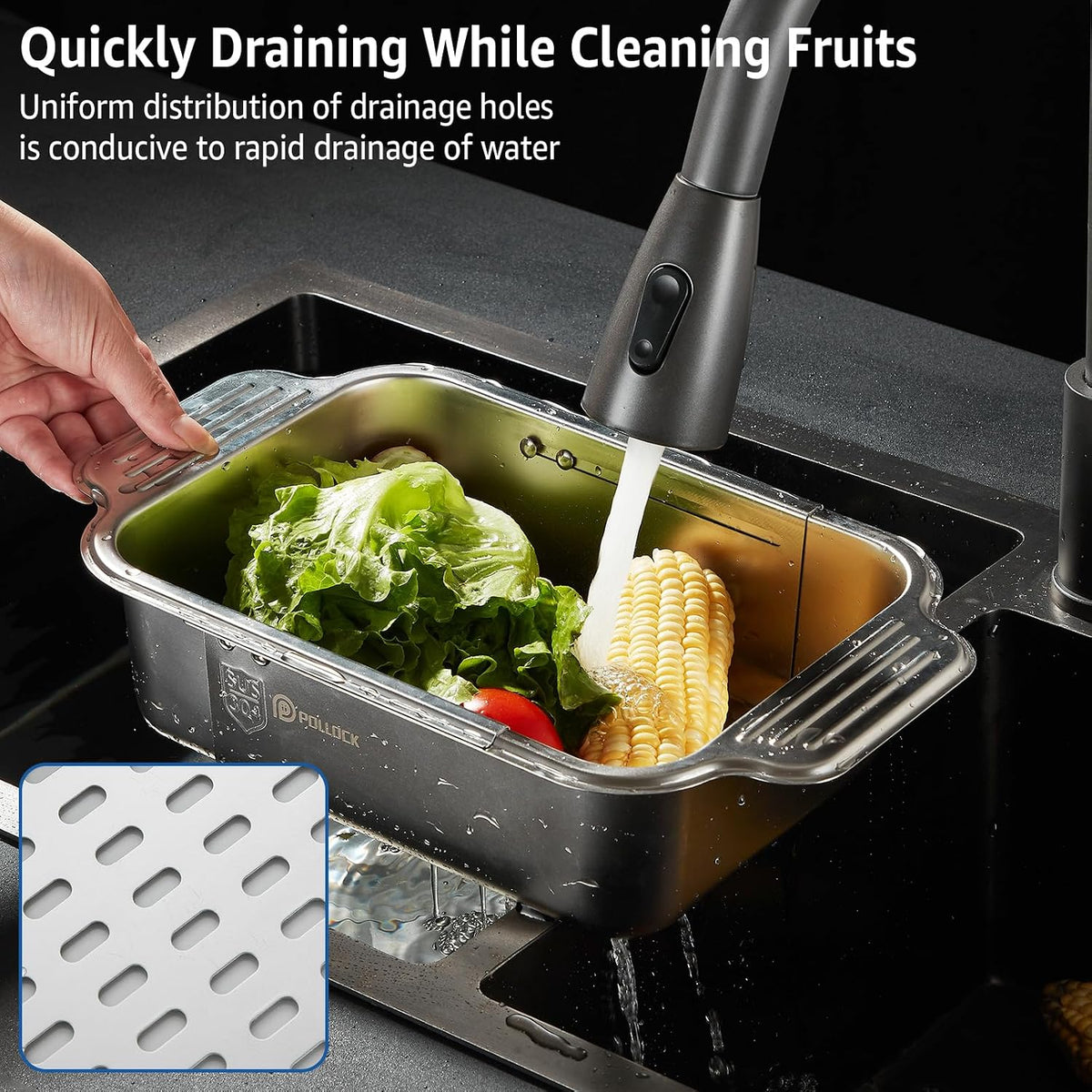 4 In 1 Collapsible Colander for Kitchen,304 Stainless Steel