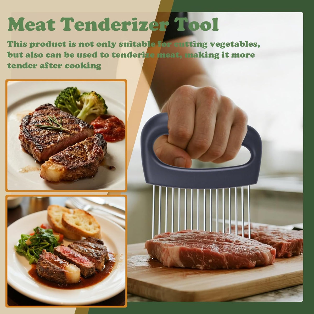 Extra-Large Onion Holder for Slicing, 304 Stainless Steel | 16 Long Needles, Vegetable Cutter & Tomato Slicer, For Potato & Meat Tenderizer