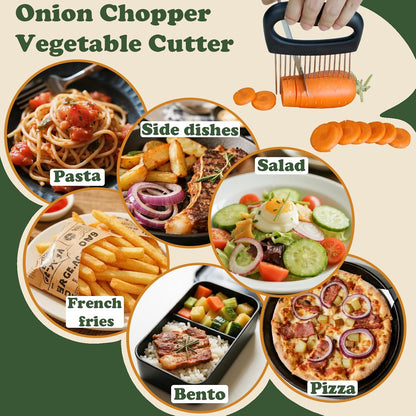 Extra-Large Onion Holder for Slicing, 304 Stainless Steel | 16 Long Needles, Vegetable Cutter & Tomato Slicer, For Potato & Meat Tenderizer