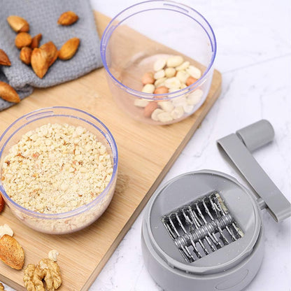Manual Nut Grinder, Portable Hand Crank Nut Chopper, Food Shredder Mincer for Nuts Garlic Meat, Kitchen Gadget (Grey)