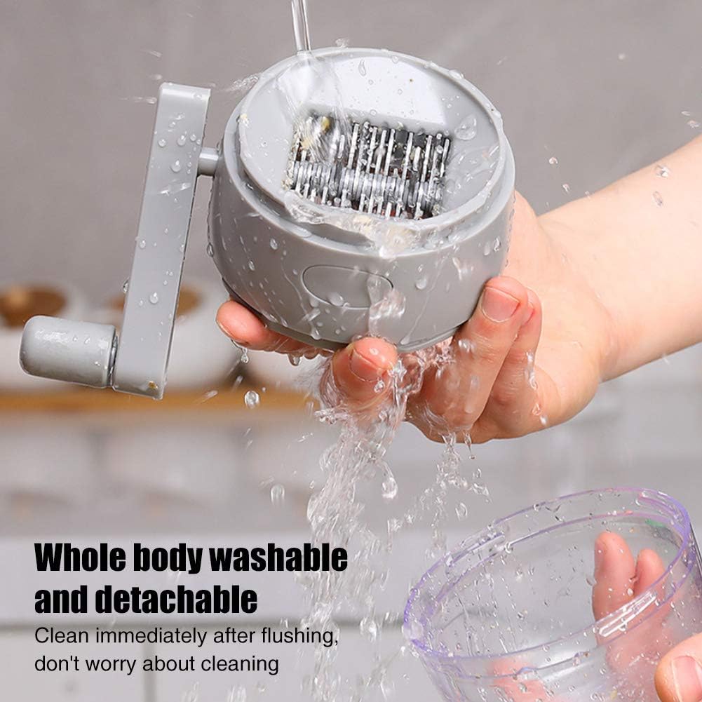 Manual Nut Grinder, Portable Hand Crank Nut Chopper, Food Shredder Mincer for Nuts Garlic Meat, Kitchen Gadget (Grey)