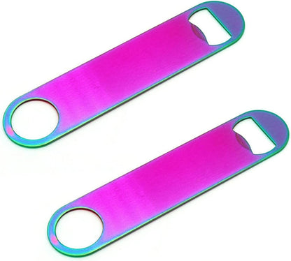 Rainbow Color Stainless Steel Flat Bottle Opener, Sturdy and Durable 2 Pcs to Send to Friends, Suitable for Bar Bartender Men Women Kitchen Restaurant Party Supplies (Small)