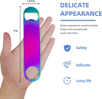 Rainbow Color Stainless Steel Flat Bottle Opener, Sturdy and Durable 2 Pcs to Send to Friends, Suitable for Bar Bartender Men Women Kitchen Restaurant Party Supplies (Small)