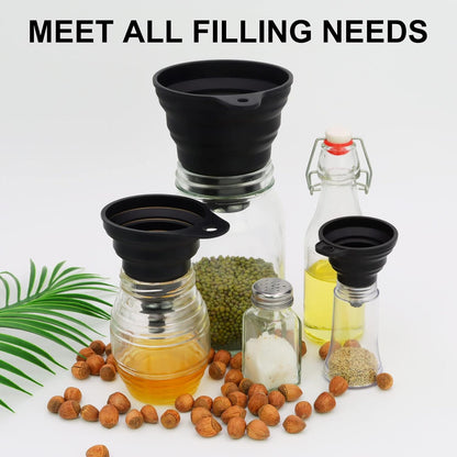 3 Sizes of Kitchen Funnel Set, Food Grade Funnels for Filling Bottles, Premium Silicone Collapsible Funnel for Transferring Liquid, Powder Transfer, Large Wide Mouth Canning Funnel, Small Funnel, HPWT