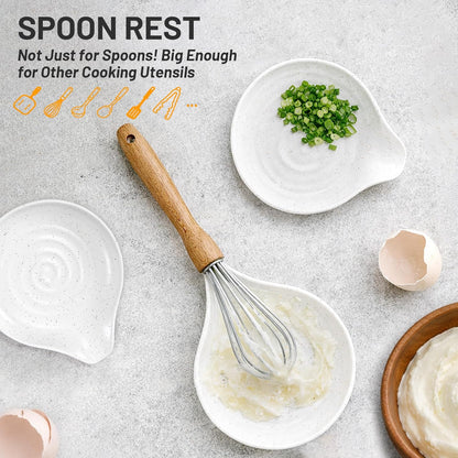 Ceramic Rotating Kitchen Utensil Holder for Countertop, 7.2'' Stone Black | 360° Large Cooking Utensil Crock for Kitchen Counter Organizer, Wooden Base No-Slip, Farmhouse Decor, Christmas Gift