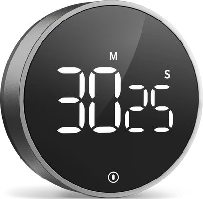 Digital Magnetic Kitchen Timer & Stopwatch with LED Display, Space Gray