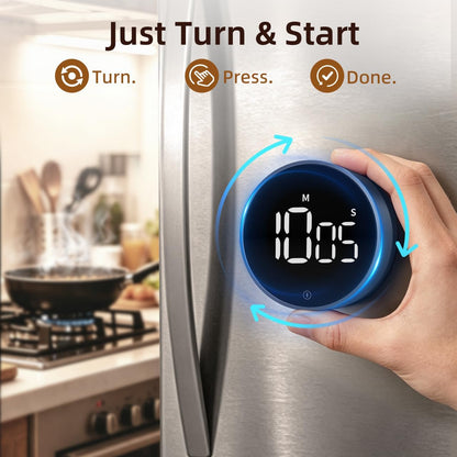 Digital Magnetic Kitchen Timer & Stopwatch with LED Display, Space Gray