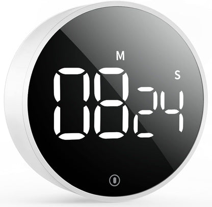 Digital Magnetic Kitchen Timer & Stopwatch with LED Display, Space Gray