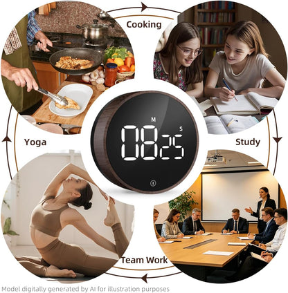 Digital Magnetic Kitchen Timer & Stopwatch with LED Display, Space Gray