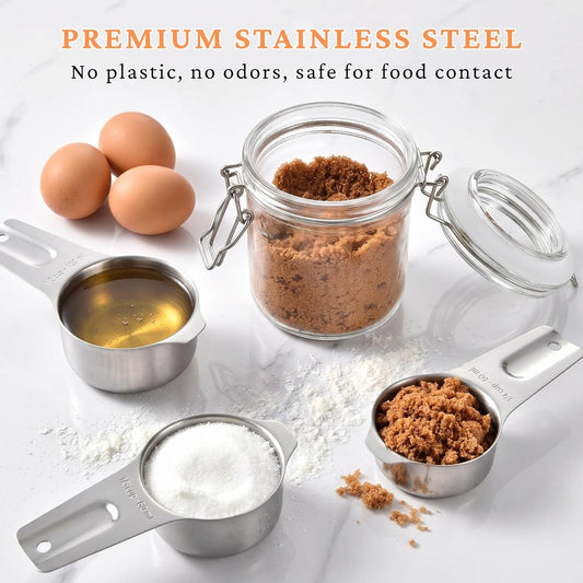 21PCS Measuring Cups and Spoons Set, Include 7 Nesting Measuring Cups, 9 Measuring Spoons and 5 Mini Spoons, Stainless Steel Metal Measuring Set, Kitchen Gadgets for Cooking & Baking