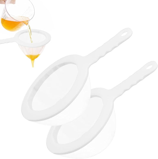 2 Pack Ultra-Fine Nylon Mesh Strainer, 120/200 Mesh Kitchen Colander with Plastic Non-Slip Handle for Filtering Juice, Milk, Soy, Coffee, Honey, Wine, Yogurt