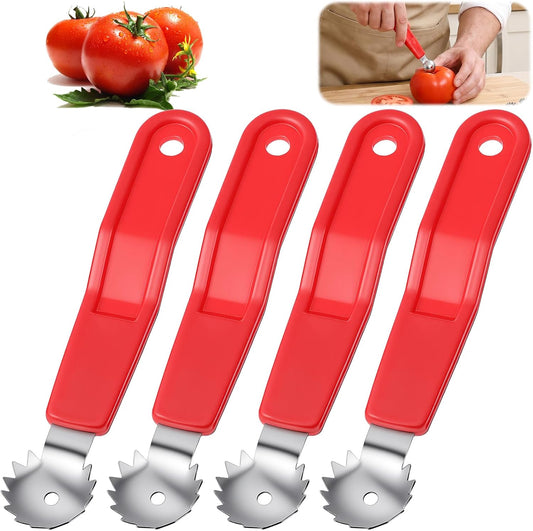4PCS Tomato Corer Tool, Strawberry Corer Tool, Stainless Steel Strawberry Stem Remover Handle with Hole for Fruit Vegetable Stem Remover Efficient Kitchen Gadget