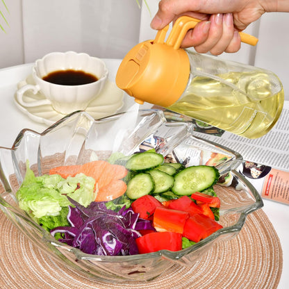 2 in 1 Oil Dispenser and Oil Sprayer for Cooking, 16oz/470ml Glass Olive Oil Dispenser Bottle Kitchen Gadget & Air Fryer Accessories for Salad, BBQ, Frying and Baking (Yellow)