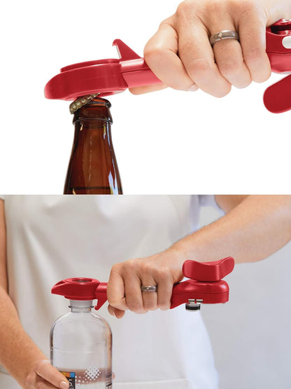 Auto Safety Master Opener for Cans, Bottles and Jars, 9 x 2.75 inches, Red