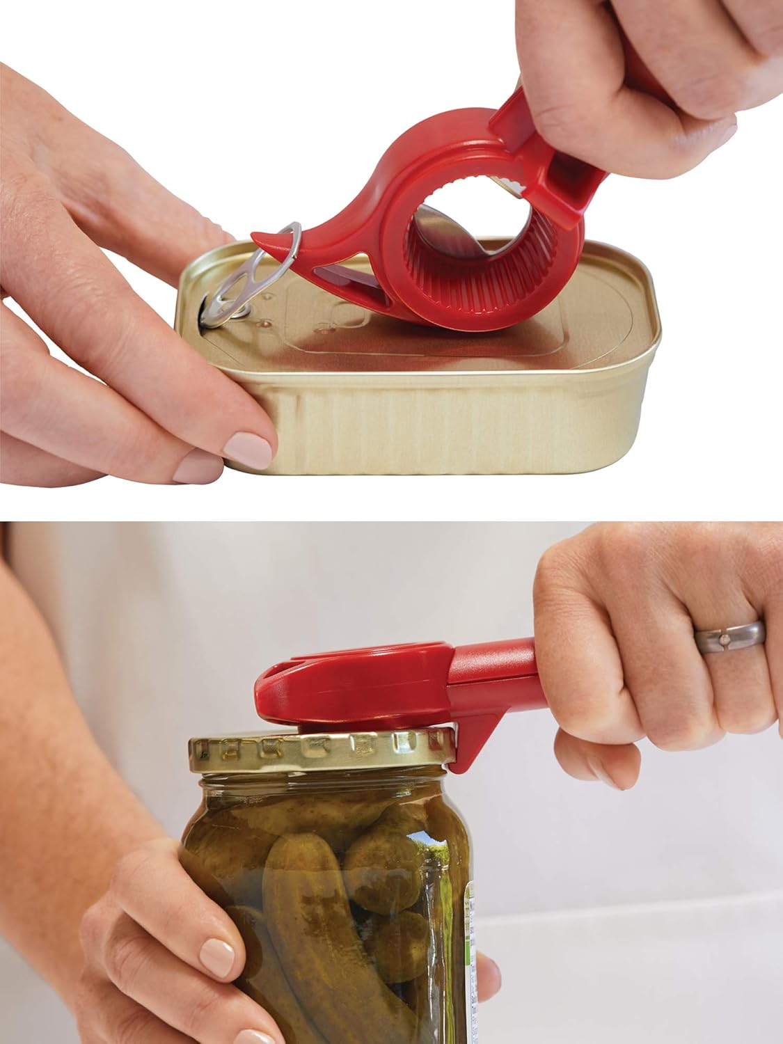 Auto Safety Master Opener for Cans, Bottles and Jars, 9 x 2.75 inches, Red