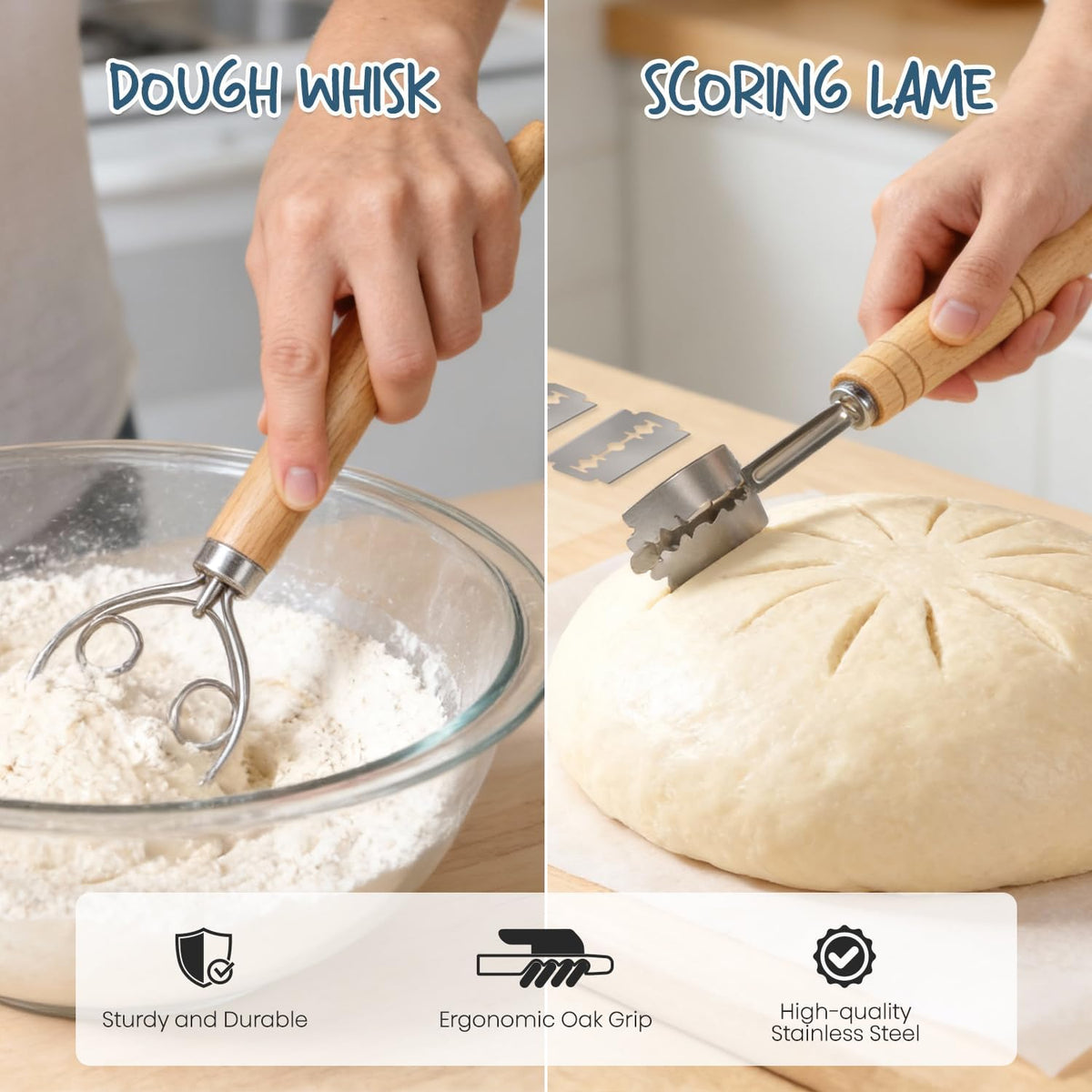 Sourdough Starter Kit with Banneton Bread Proofing Baskets