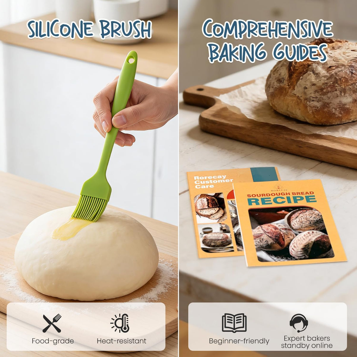 Sourdough Starter Kit with Banneton Bread Proofing Baskets