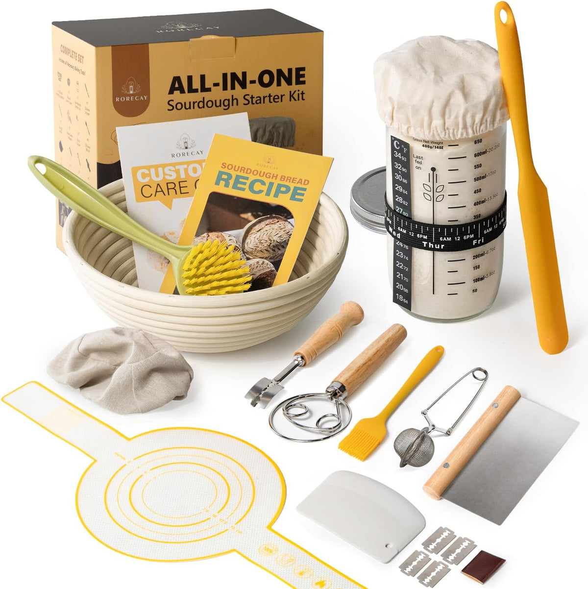 Sourdough Starter Kit with Banneton Bread Proofing Baskets