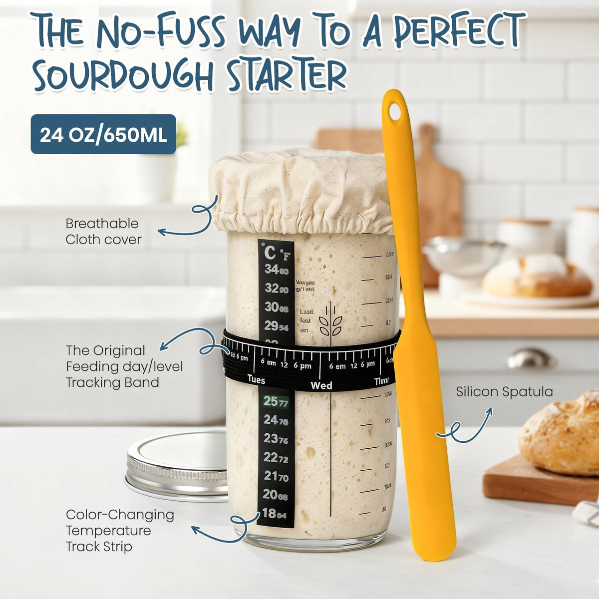 Sourdough Starter Kit with Banneton Bread Proofing Baskets