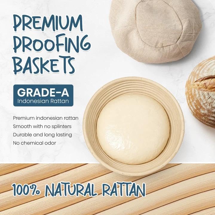 Sourdough Starter Kit with Banneton Bread Proofing Baskets