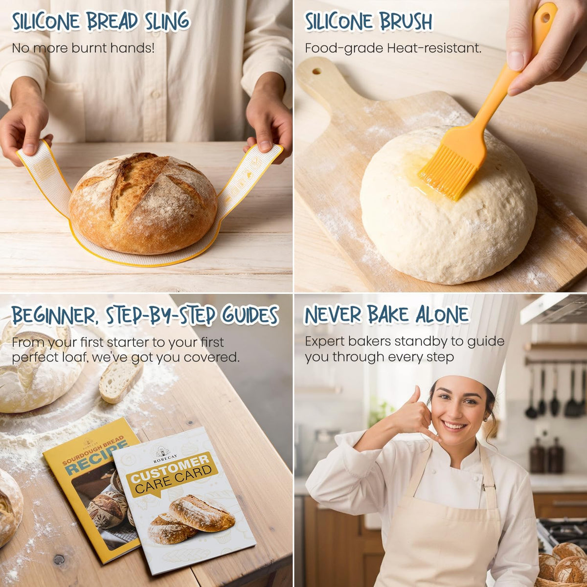Sourdough Starter Kit with Banneton Bread Proofing Baskets