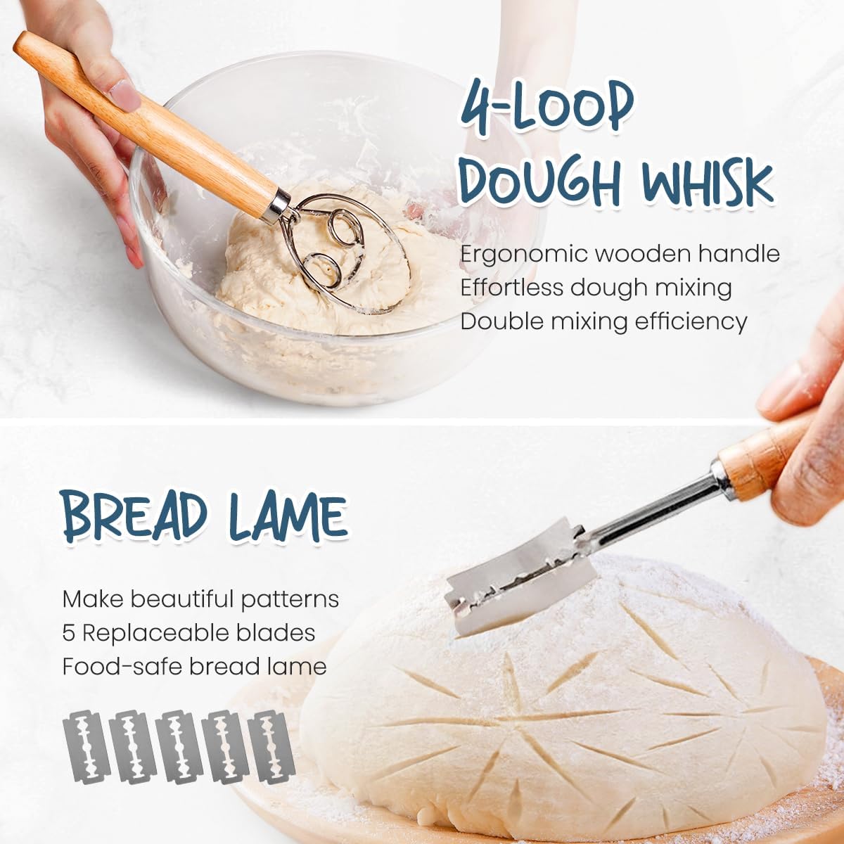 Sourdough Starter Kit with Banneton Bread Proofing Baskets