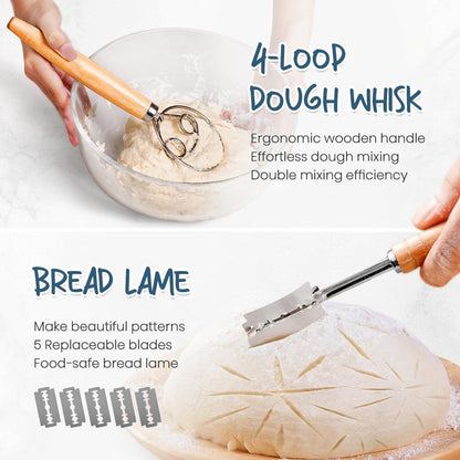 Sourdough Starter Kit with Banneton Bread Proofing Baskets