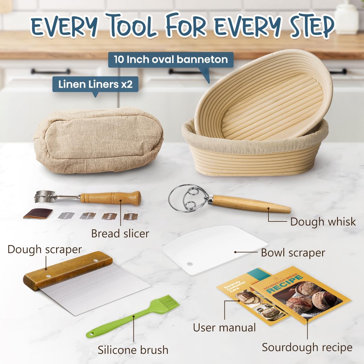 Sourdough Starter Kit with Banneton Bread Proofing Baskets