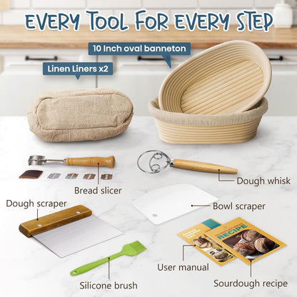 Sourdough Starter Kit with Banneton Bread Proofing Baskets
