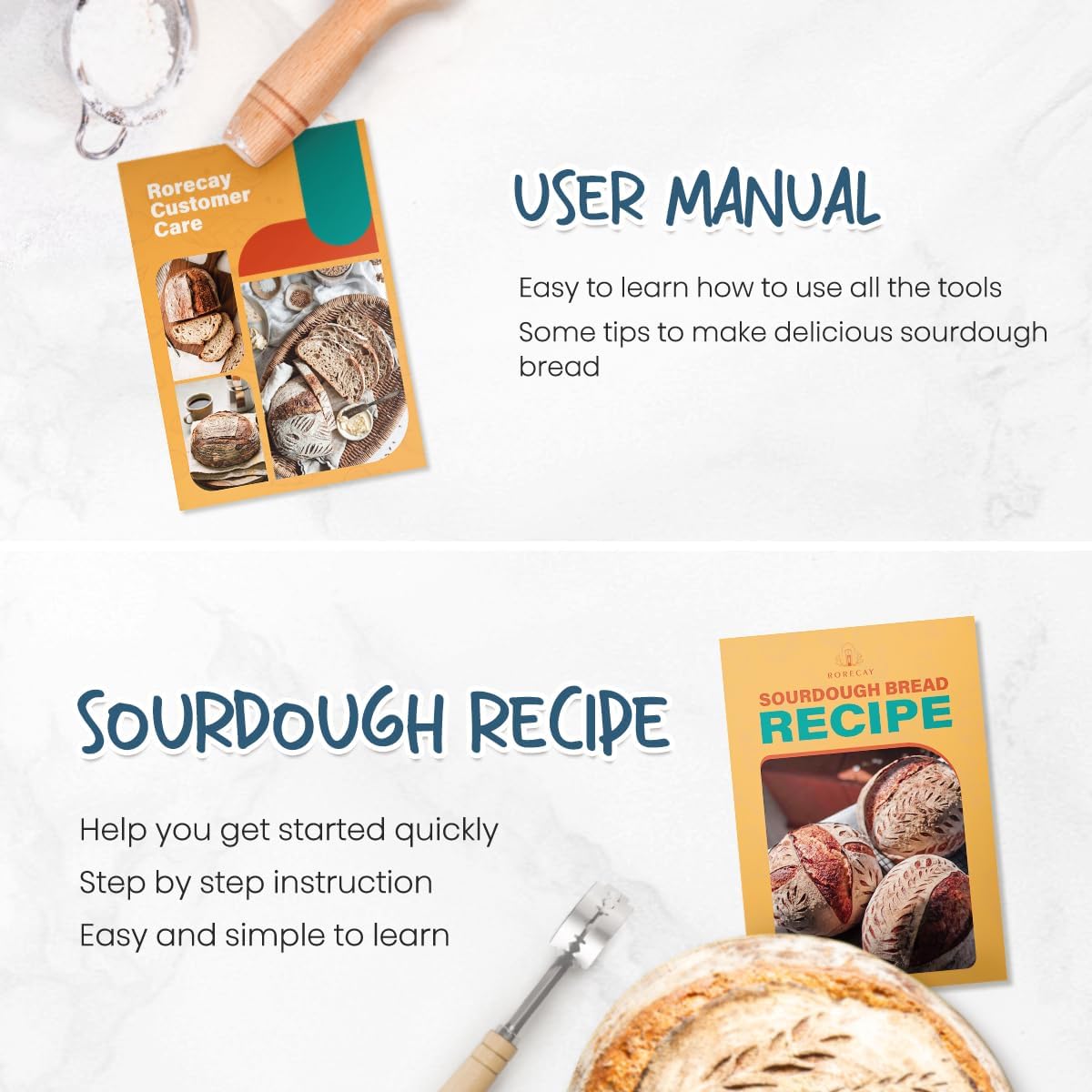 Sourdough Starter Kit with Banneton Bread Proofing Baskets
