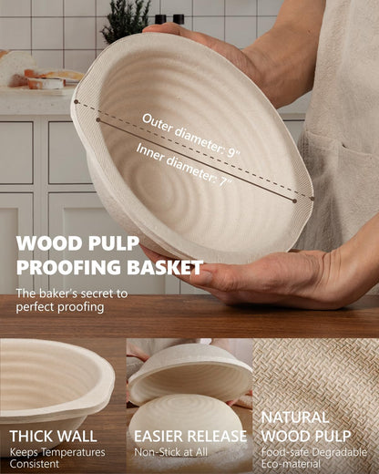 Sourdough Starter Kit with Banneton Bread Proofing Baskets