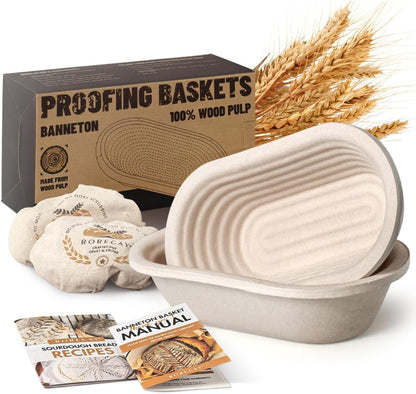 Sourdough Starter Kit with Banneton Bread Proofing Baskets