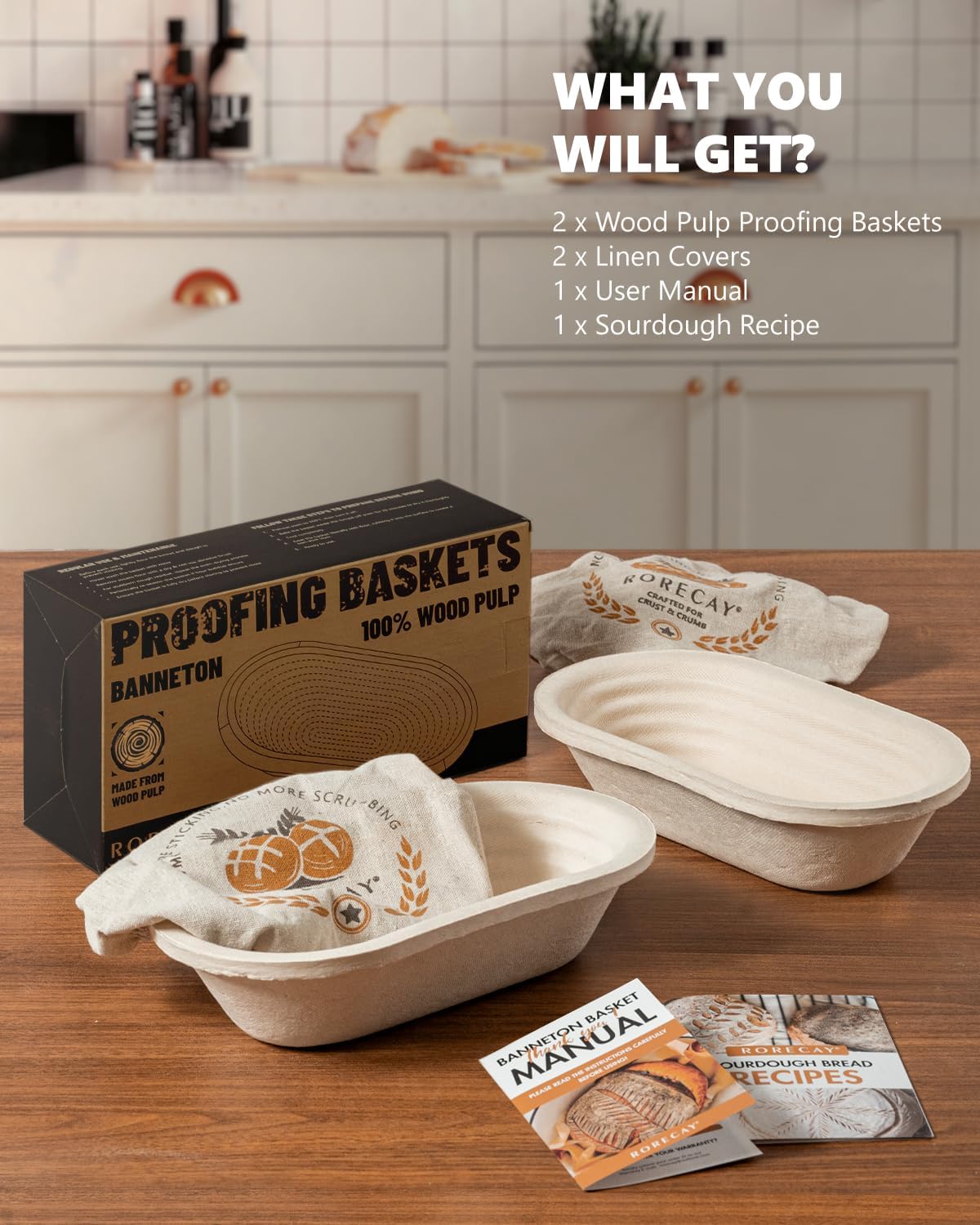 Sourdough Starter Kit with Banneton Bread Proofing Baskets