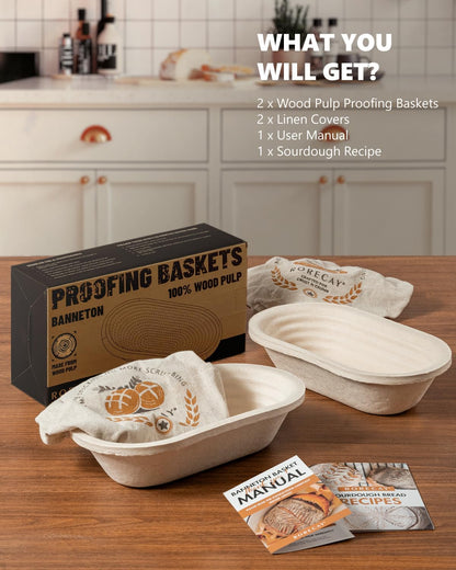 Sourdough Starter Kit with Banneton Bread Proofing Baskets