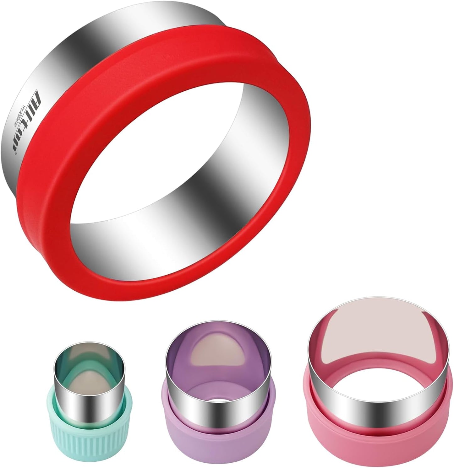 Round Cookie Cutter Set – 4 Different Sizes of Stainless Steel Biscuit Cutters for Baking, Donut, English Muffin, and More