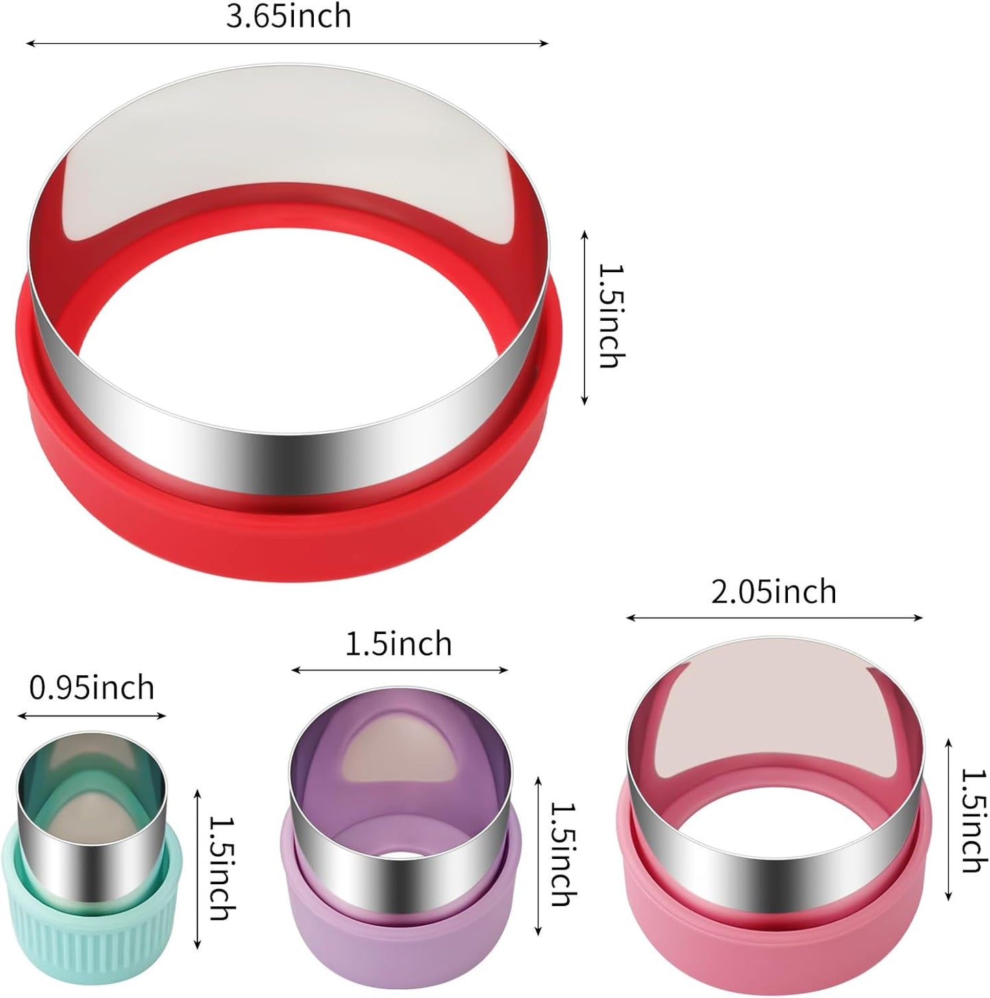 Round Cookie Cutter Set – 4 Different Sizes of Stainless Steel Biscuit Cutters for Baking, Donut, English Muffin, and More