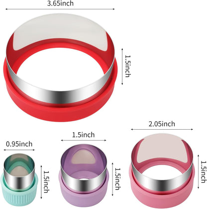 Round Cookie Cutter Set – 4 Different Sizes of Stainless Steel Biscuit Cutters for Baking, Donut, English Muffin, and More