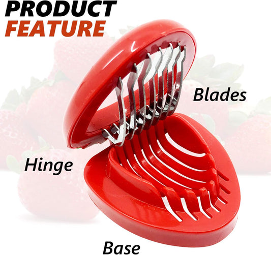 Joie Strawberry Huller and Slicer, Berry Preparation Set, Baking Tools, Red