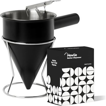 Pancake Batter Dispenser (Gold) - 40oz Batter Dispenser - Precise Pancake Maker and Versatile Kitchen Tool- Durable Stainless Steel Funnel Design - Stainless Steel Pancake Batter Dispenser by Newlie