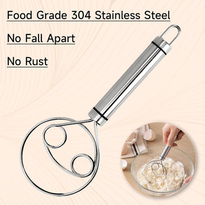 Danish Dough Whisk Bread Whisk Bread Making Tools Set of 3 pieces Premium Stainless Steel Dutch Whisk with Dough Scraper Bread Cutter and Bread Lame Dough Scoring Tool + 5 Blades and Case