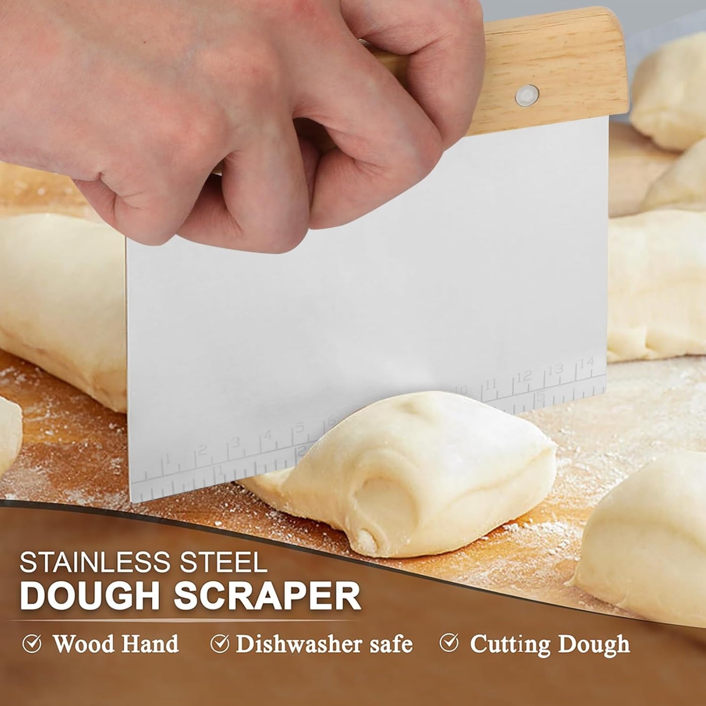 Danish Dough Whisk Bread Whisk Bread Making Tools Set of 3 pieces Premium Stainless Steel Dutch Whisk with Dough Scraper Bread Cutter and Bread Lame Dough Scoring Tool + 5 Blades and Case