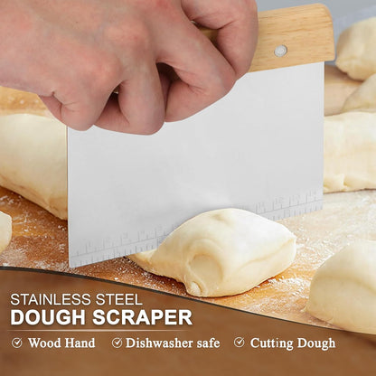 Danish Dough Whisk Bread Whisk Bread Making Tools Set of 3 pieces Premium Stainless Steel Dutch Whisk with Dough Scraper Bread Cutter and Bread Lame Dough Scoring Tool + 5 Blades and Case