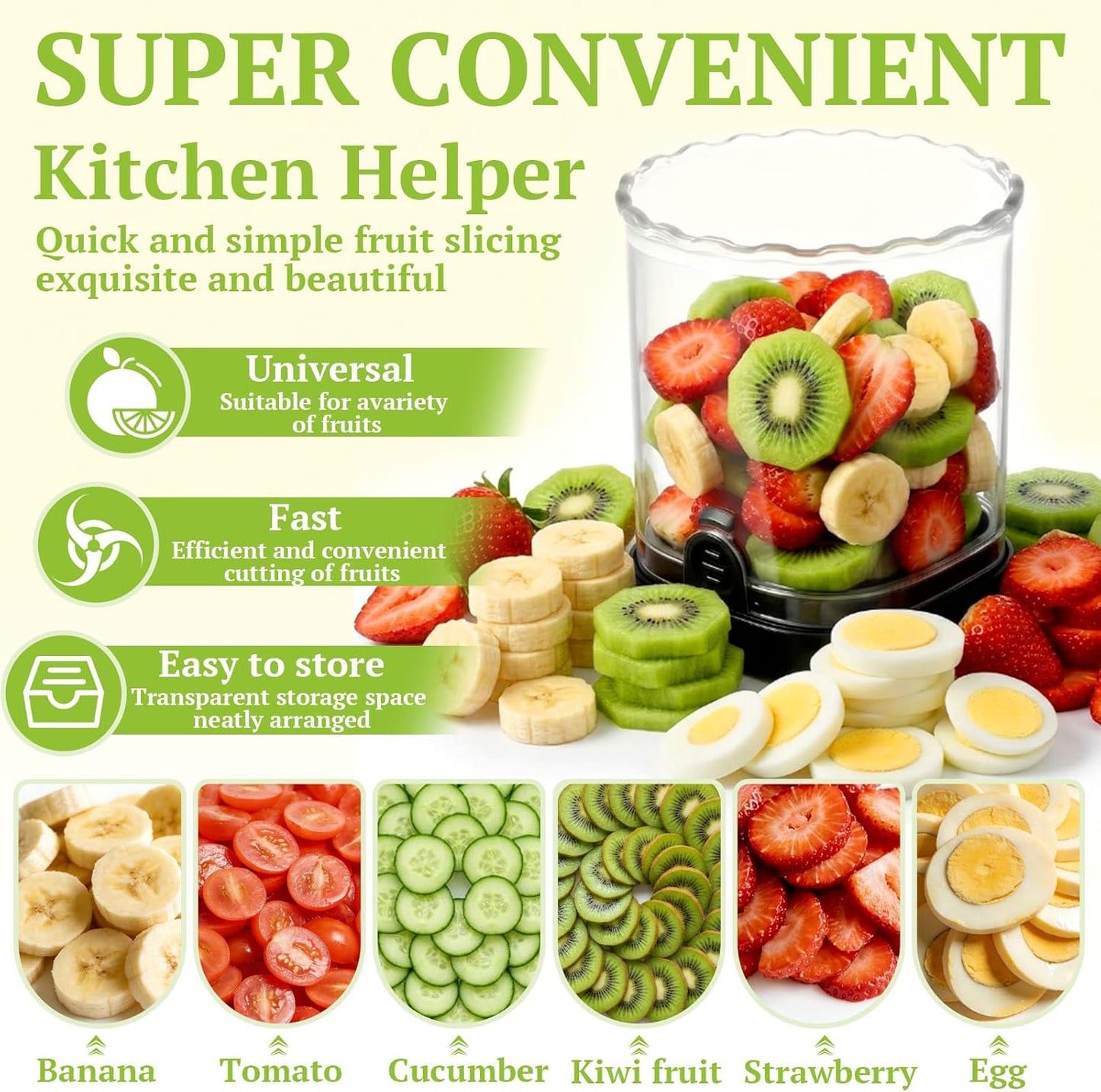 Strawberry Slicer, Black, 1-Pack | Stainless Steel Blades, Egg & Fruit Slicer Cup, For Banana, Cucumber, Mushroom, ABS Detachable, Precision Berry Cutter Tool