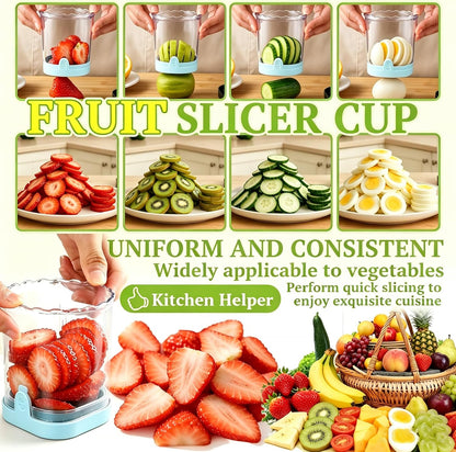 Strawberry Slicer, Black, 1-Pack | Stainless Steel Blades, Egg & Fruit Slicer Cup, For Banana, Cucumber, Mushroom, ABS Detachable, Precision Berry Cutter Tool