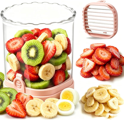 Strawberry Slicer, Black, 1-Pack | Stainless Steel Blades, Egg & Fruit Slicer Cup, For Banana, Cucumber, Mushroom, ABS Detachable, Precision Berry Cutter Tool